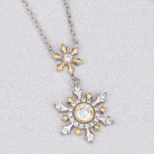 Two tone gold and silver Snowflake Necklace, Charmed Aroma Christmas Winter